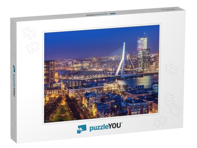 Rotterdam Skyline with Erasmus Bridge At Twilight as Seen... Jigsaw Puzzle