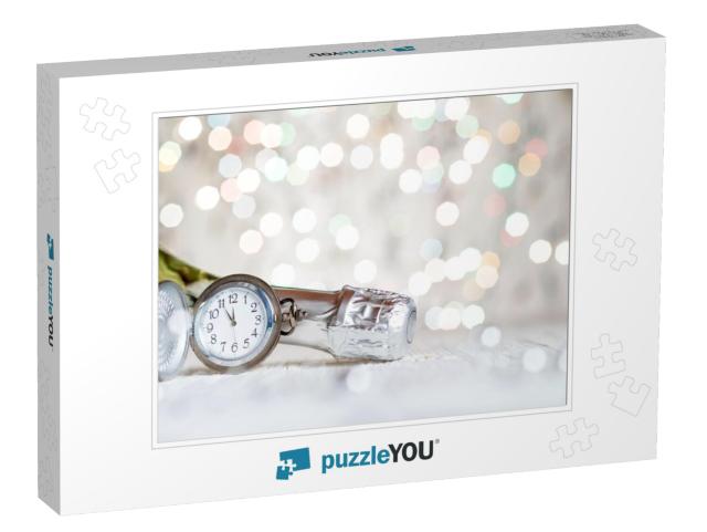 New Years Clock & Champagne At Midnight... Jigsaw Puzzle