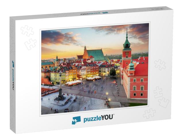 Night Panorama of Old Town in Warsaw, Poland... Jigsaw Puzzle