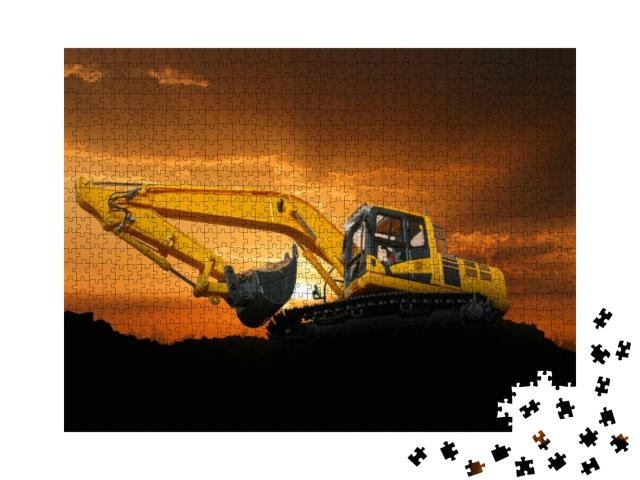 Crawler Excavators Are Digging the Soil in the Constructi... Jigsaw Puzzle with 1000 pieces