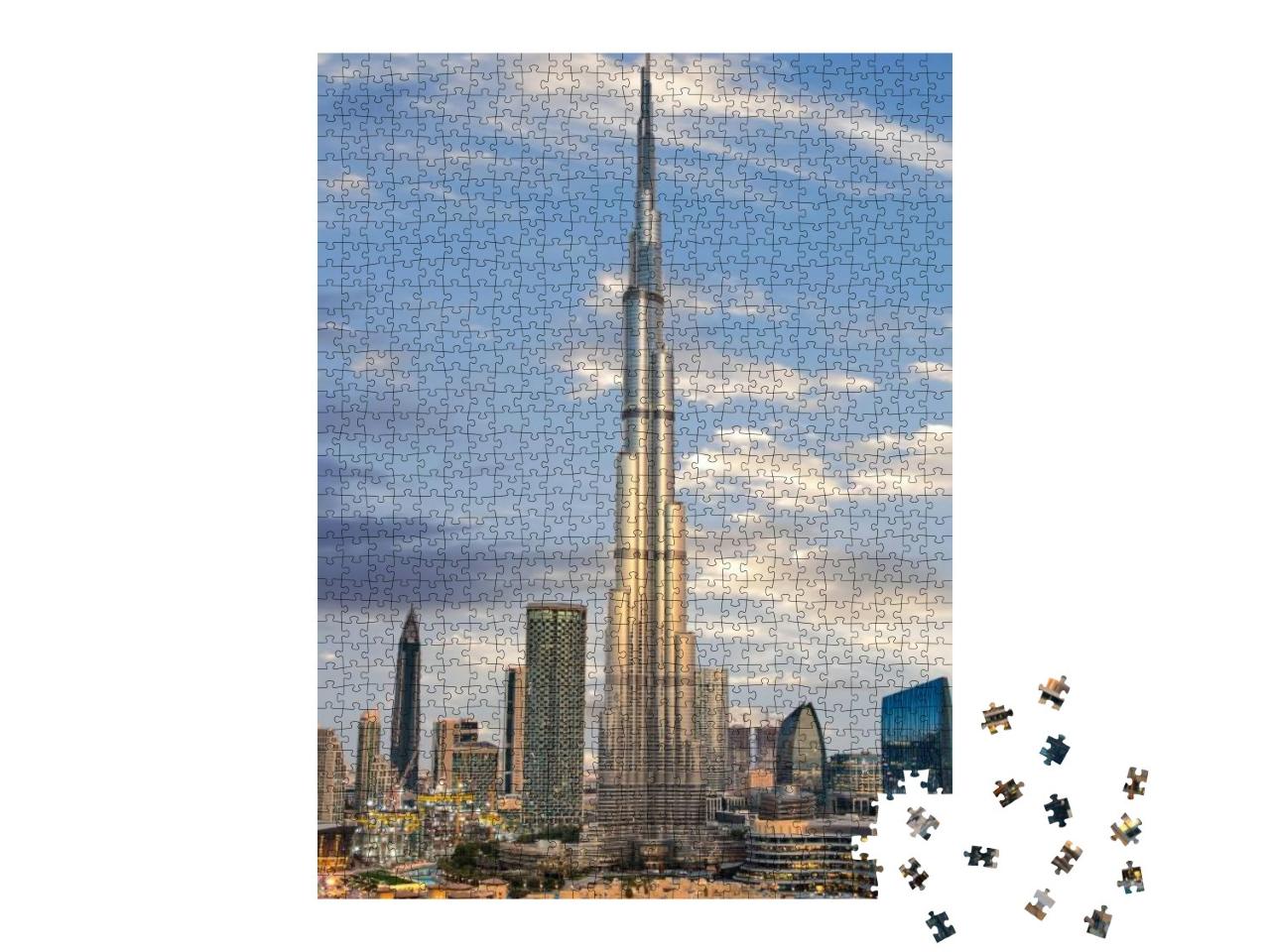 Amazing Panoramic View on Dubai Futuristic Skyline, Downt... Jigsaw Puzzle with 1000 pieces