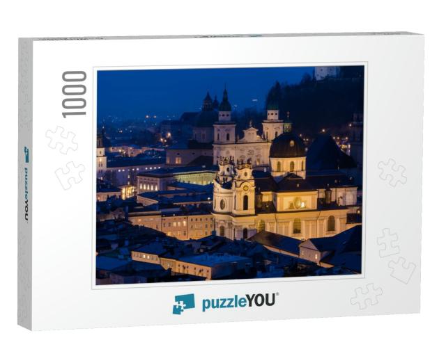 View to the City of Salzburg in Austria At Dusk... Jigsaw Puzzle with 1000 pieces