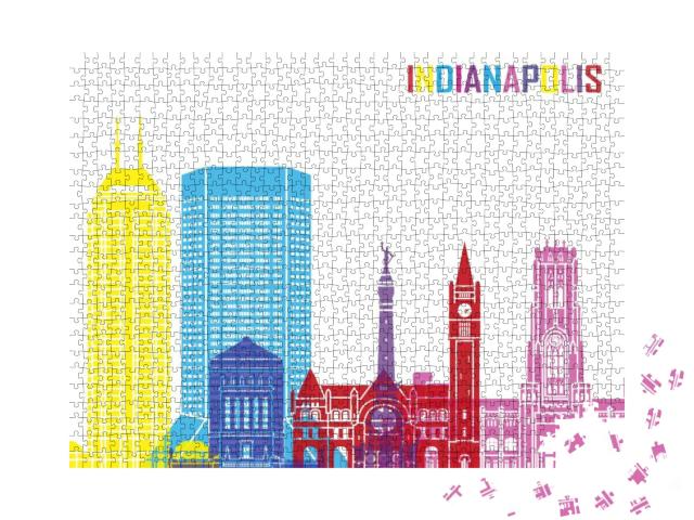 Indianapolis Skyline Pop in Editable Vector File... Jigsaw Puzzle with 1000 pieces