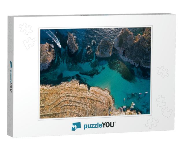 Amazing Aerial Landscape of the Blue Lagoon in Malta... Jigsaw Puzzle