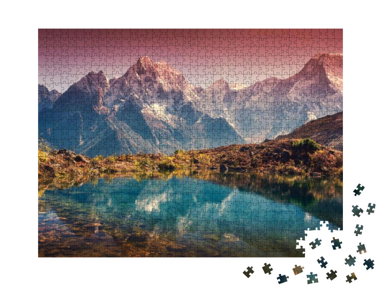 Beautiful Landscape with High Mountains with Snow Covered... Jigsaw Puzzle with 1000 pieces