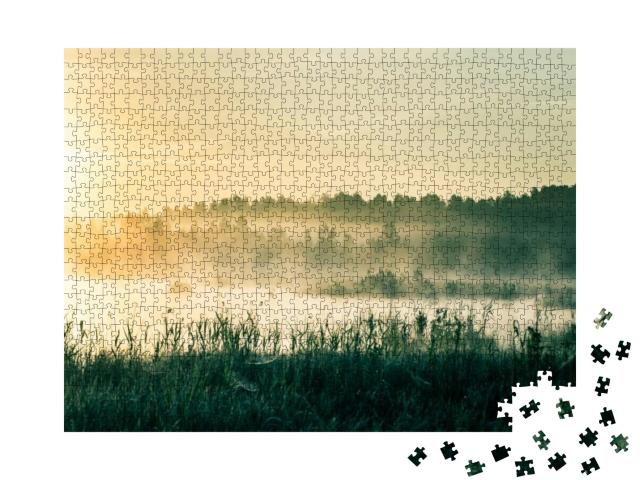 A Beautiful, Colorful Landscape of a Misty Swamp During t... Jigsaw Puzzle with 1000 pieces