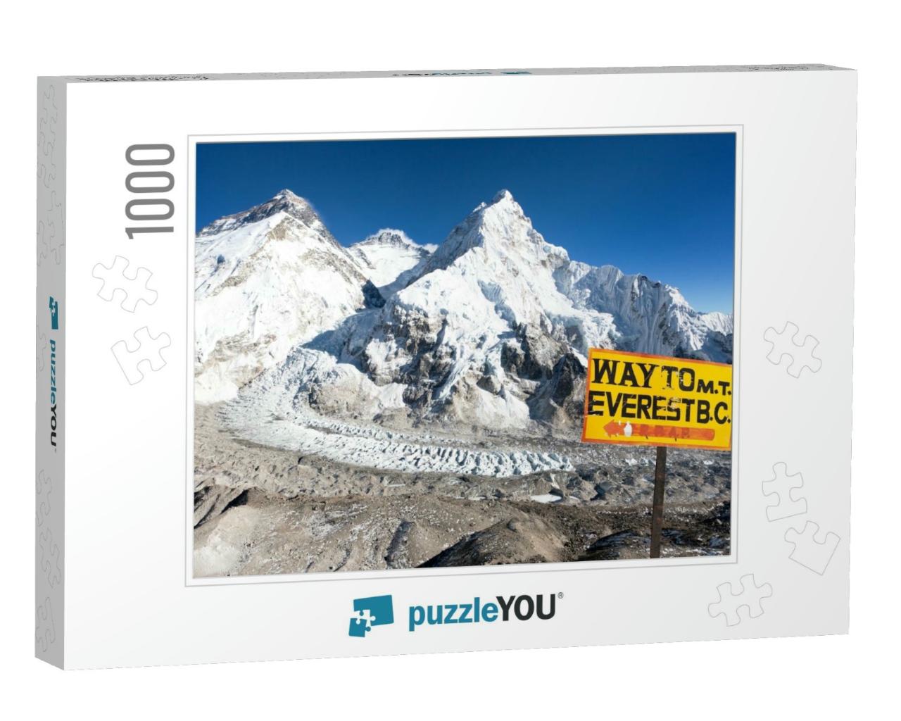 Signpost Way to Mount Everest B. C. & Mount Everest, Lhot... Jigsaw Puzzle with 1000 pieces
