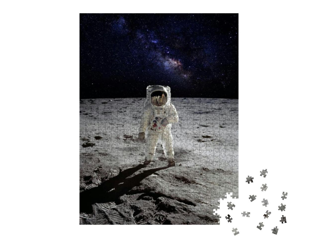 An Astronaut Walking on the Surface of the Moon with Eart... Jigsaw Puzzle with 1000 pieces