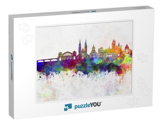 Basel Skyline in Watercolor Background... Jigsaw Puzzle