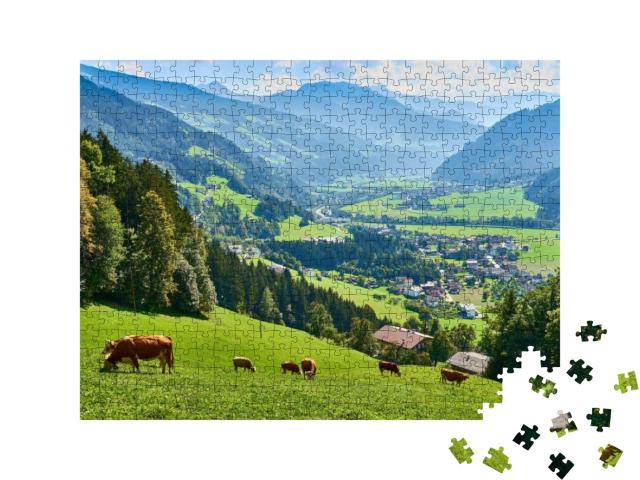 View Over Beautiful Valley Zillertal in Tirol in Austria... Jigsaw Puzzle with 500 pieces