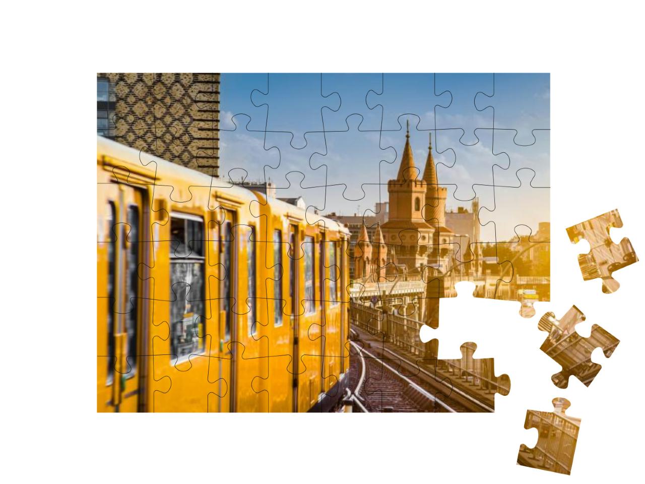 Panoramic View of Berliner U-Bahn with Oberbaum Bridge in... Jigsaw Puzzle with 48 pieces