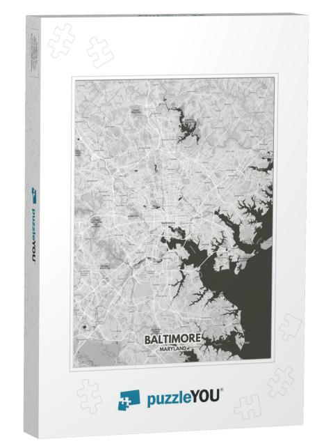 Poster Baltimore - Maryland Map. Road Map. Illustration o... Jigsaw Puzzle