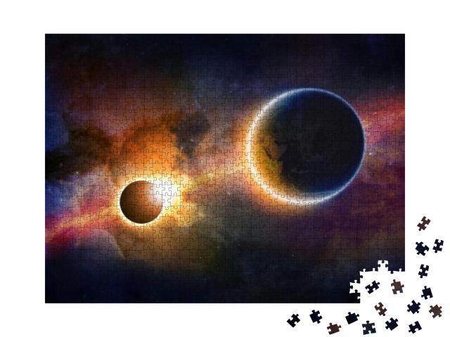 Abstract Scientific Background - Glowing Planet Earth in... Jigsaw Puzzle with 1000 pieces