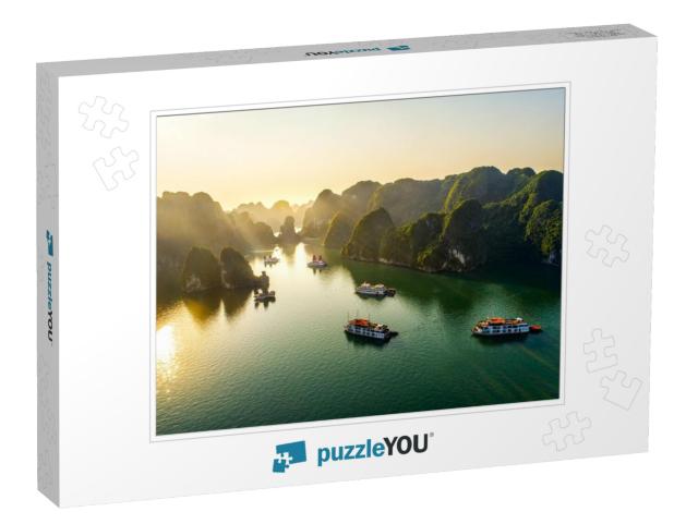 Aerial View Floating Fishing Village & Rock Island, Halon... Jigsaw Puzzle