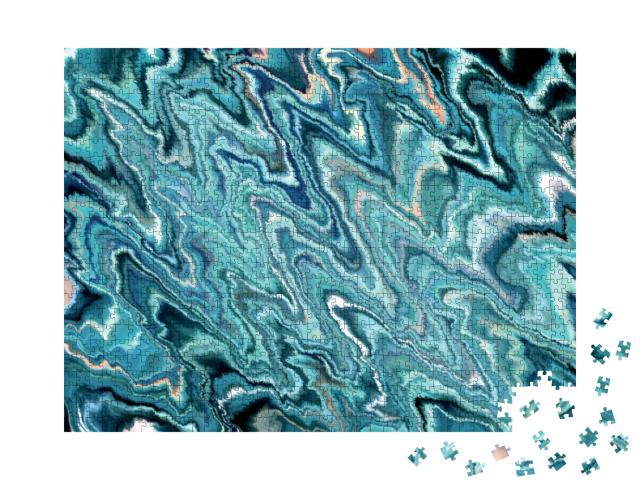Artistic Aqua Wave Background. Art Space Wallpaper. Artis... Jigsaw Puzzle with 1000 pieces