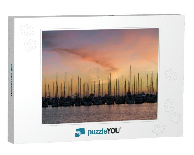 Sailboats At Sunrise At the South Yacht Basin in St. Pete... Jigsaw Puzzle