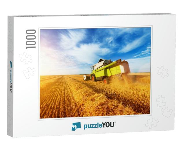 Combine Harvest in the Golden Wheat Field... Jigsaw Puzzle with 1000 pieces