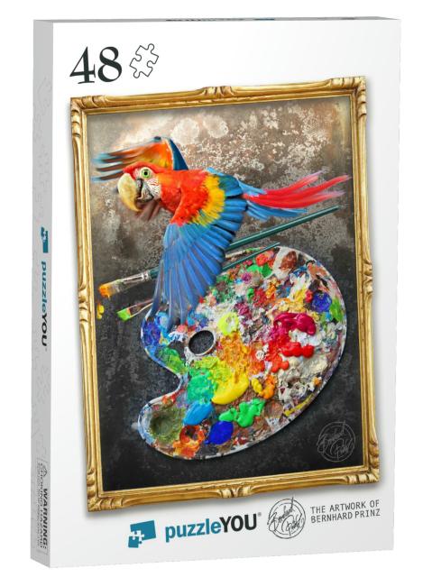 Parrot Paint Palette Jigsaw Puzzle with 48 pieces