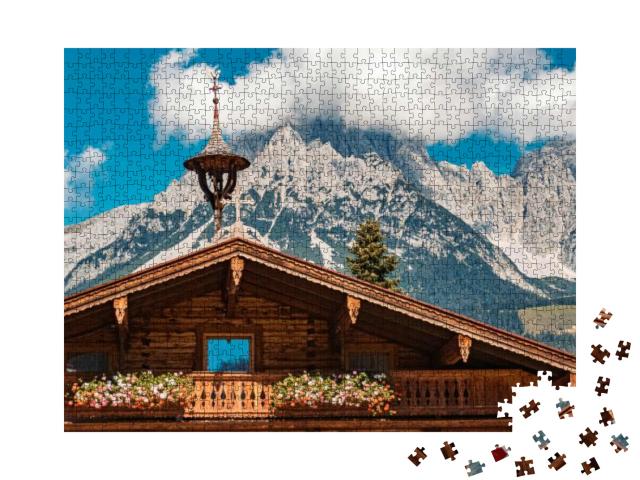 Beautiful Alpine Summer View At Ellmau, Wilder Kaiser, Ty... Jigsaw Puzzle with 1000 pieces