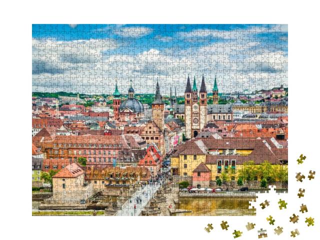 Aerial View of the Historic City of Wurzburg with Alte Ma... Jigsaw Puzzle with 1000 pieces