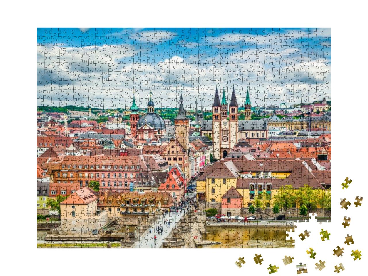 Aerial View of the Historic City of Wurzburg with Alte Ma... Jigsaw Puzzle with 1000 pieces