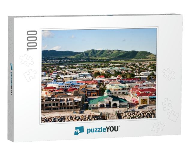 A Colorful Shopping Area At the Port on St. Kitts in the... Jigsaw Puzzle with 1000 pieces