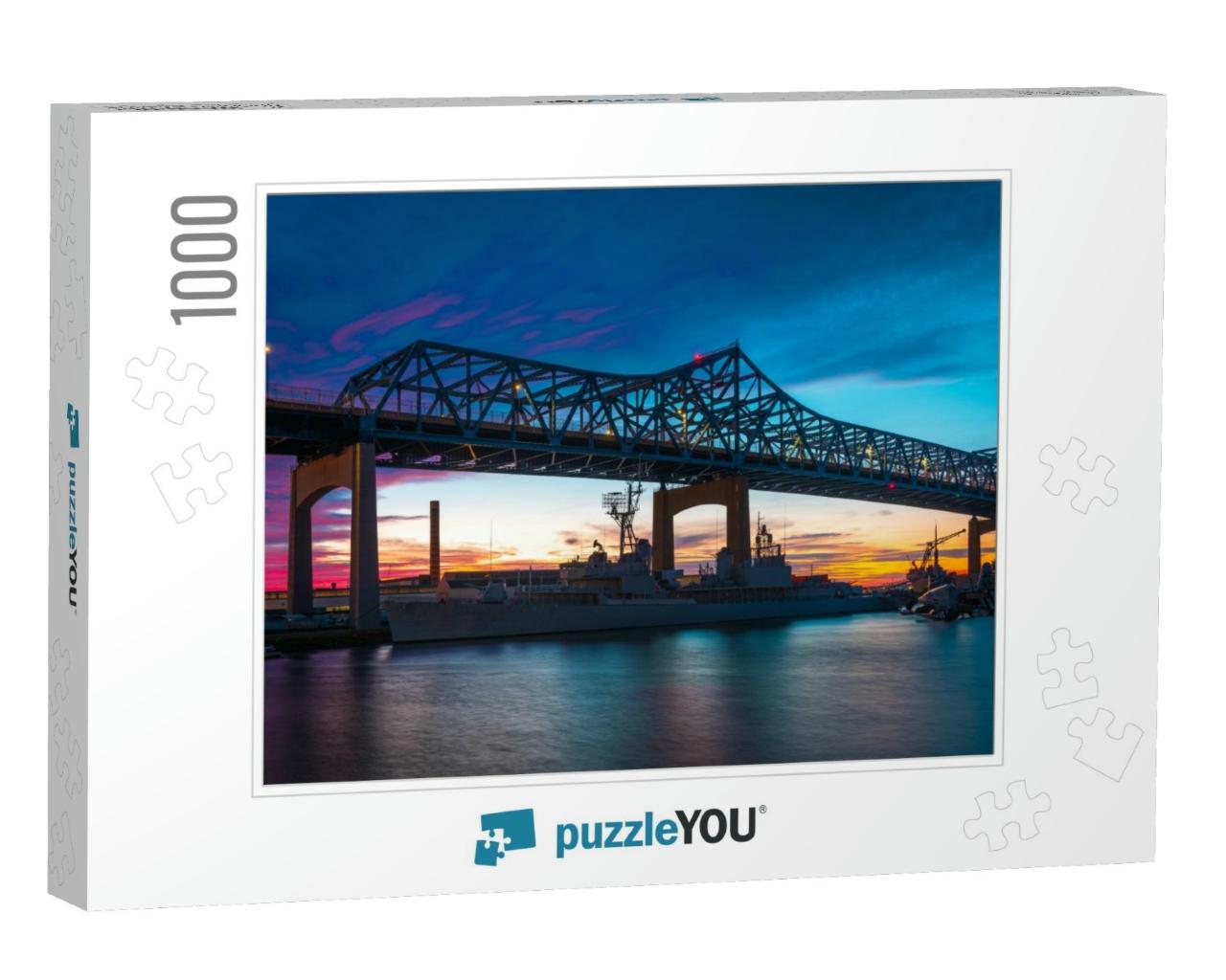 Nightscape Over Braga Bridge At Heritage State Park in Fa... Jigsaw Puzzle with 1000 pieces