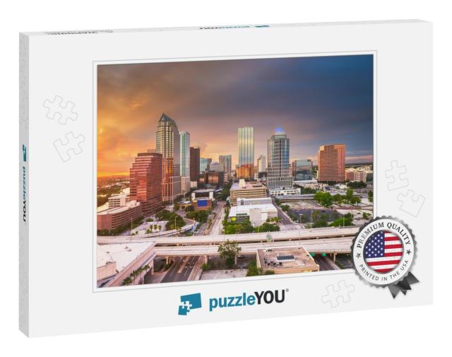 Tampa, Florida, USA Aerial Downtown Skyline At Dusk... Jigsaw Puzzle