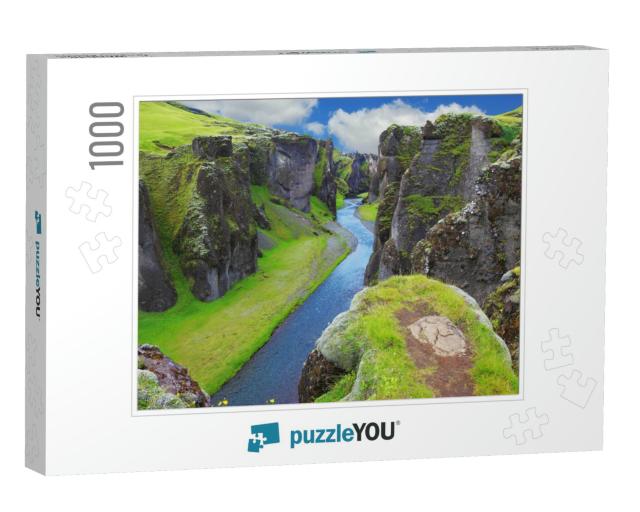 Neverland Iceland. the Picturesque Canyon Fjadrargljufur... Jigsaw Puzzle with 1000 pieces