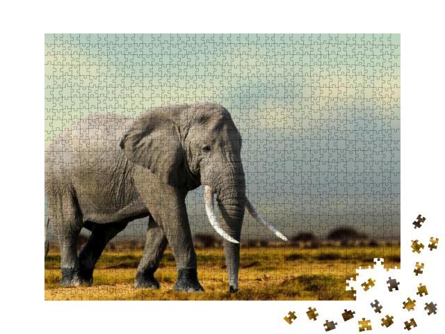 African Elephant, Masai Mara National Park, Kenya. Wildli... Jigsaw Puzzle with 1000 pieces