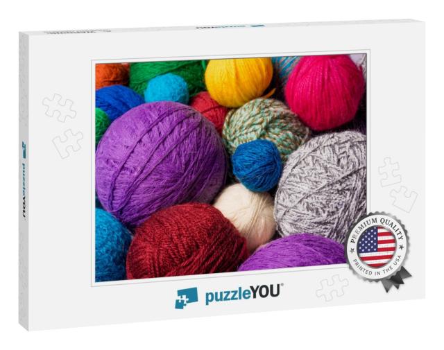 Wool Yarn Ball. Colorful Threads for Needlework. Colorful... Jigsaw Puzzle