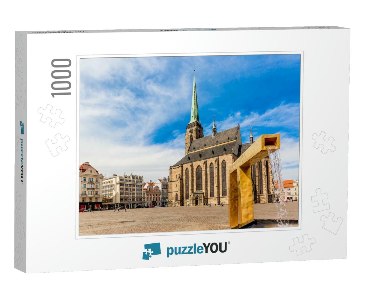 St. Bartholomew's Cathedral in the Main Square of Plzen w... Jigsaw Puzzle with 1000 pieces