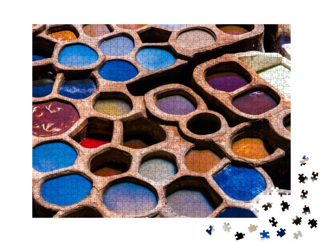 Fez is Also Famous for Its Old Leather Tanneries. Old Tan... Jigsaw Puzzle with 1000 pieces