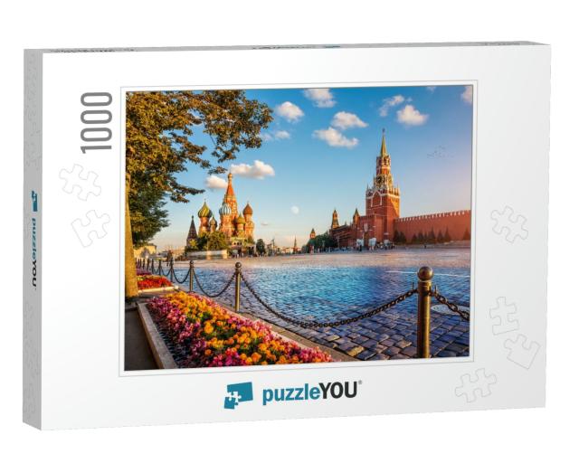 St. Basils Cathedral & Spassky Tower on Red Square in Mos... Jigsaw Puzzle with 1000 pieces