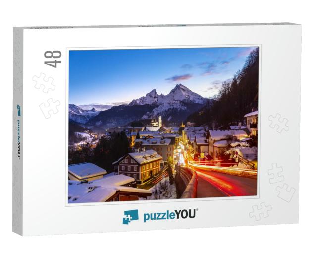 Historic Town of Berchtesgaden with Famous Watzmann Mount... Jigsaw Puzzle with 48 pieces