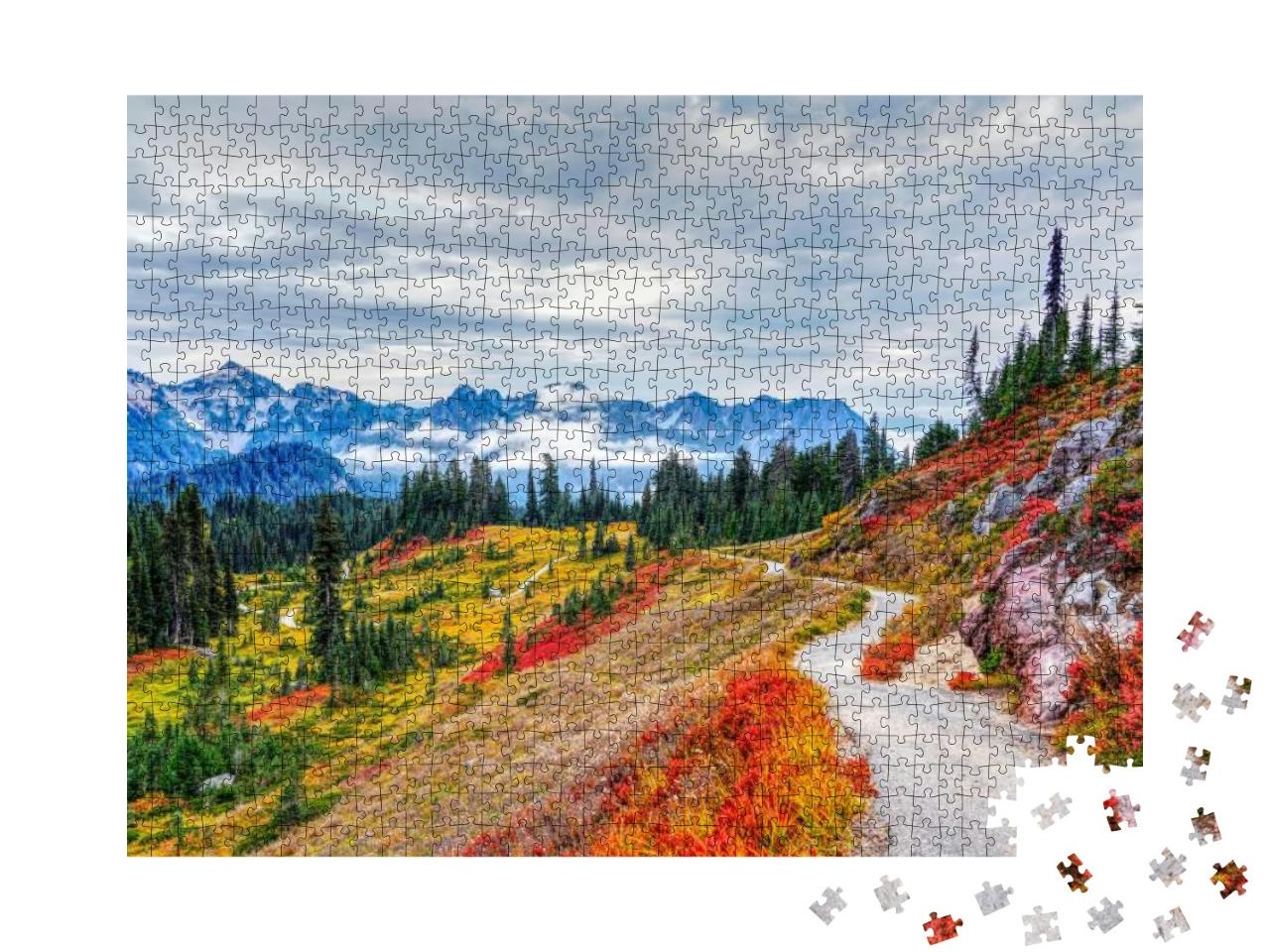 Washington, USA Fall Colors At Paradise Area At Mount Rain... Jigsaw Puzzle with 1000 pieces
