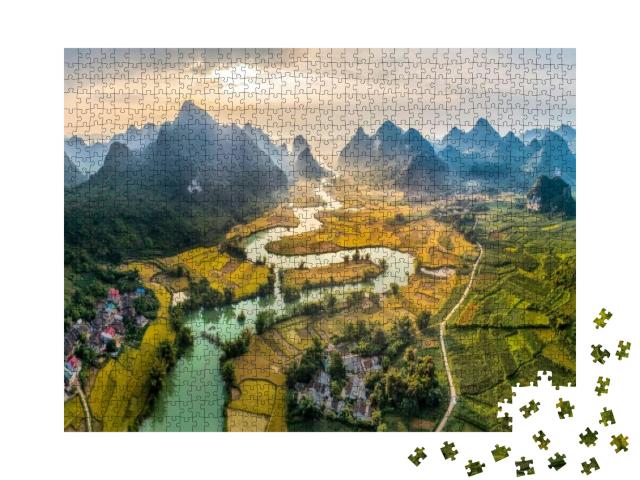 Rice & Rice Field At Phong Nam Village in Trung Khanh, Ca... Jigsaw Puzzle with 1000 pieces