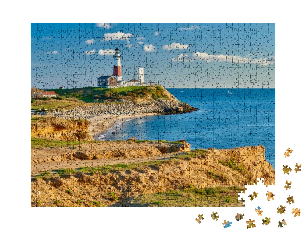 Montauk Lighthouse & Beach, Long Island, New York, Usa... Jigsaw Puzzle with 1000 pieces