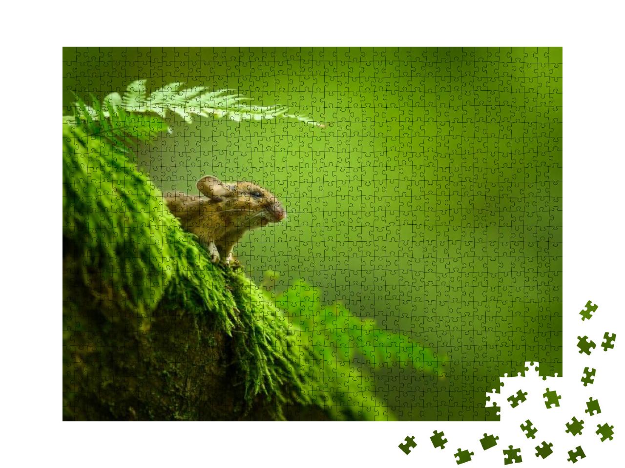House Mouse Close-Up Portrait in the Natural Woody Enviro... Jigsaw Puzzle with 1000 pieces