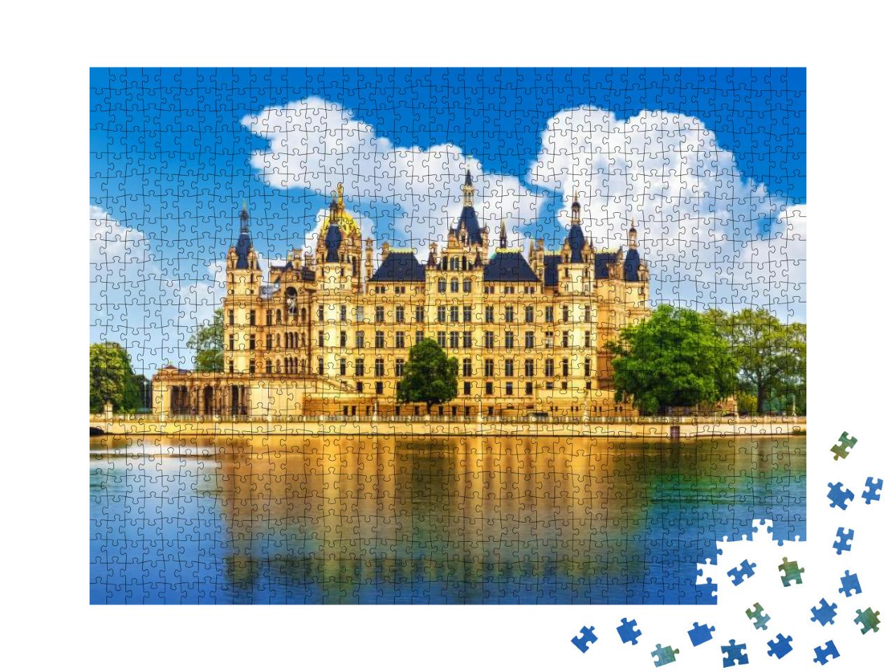 Scenic Summer View of Ancient Castle in Schwerin, Mecklen... Jigsaw Puzzle with 1000 pieces