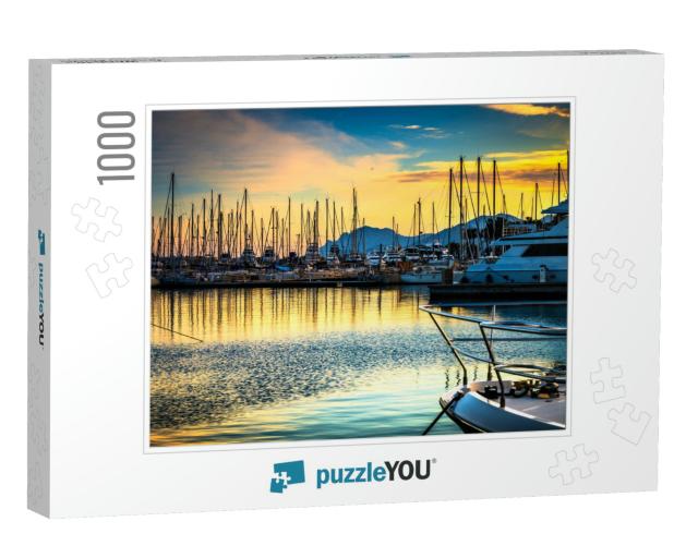 Beautiful Marina View, Sailboats & Motorboats in Port... Jigsaw Puzzle with 1000 pieces
