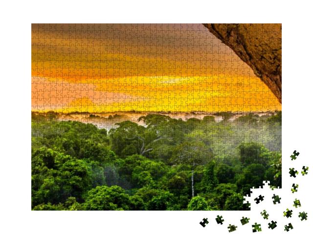 Sunset Over the Trees in the Brazilian Rainforest of Amaz... Jigsaw Puzzle with 1000 pieces