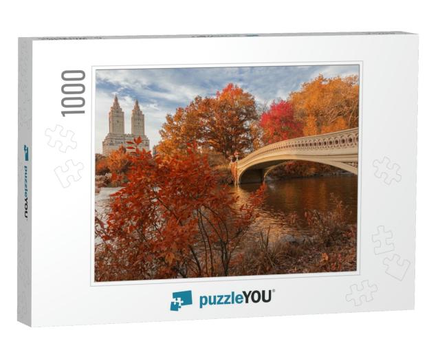 Bow Bridge in Central Park During Autumn... Jigsaw Puzzle with 1000 pieces