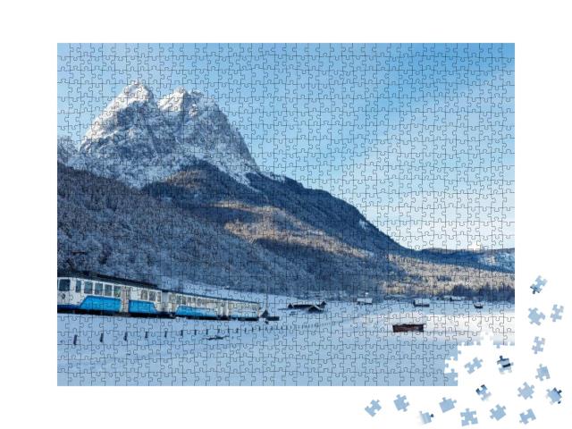 A Zugspitze Cogwheel Train Traveling At the Foothills of... Jigsaw Puzzle with 1000 pieces