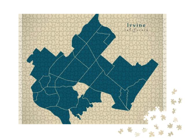 Modern City Map - Irvine California City of the USA with N... Jigsaw Puzzle with 1000 pieces