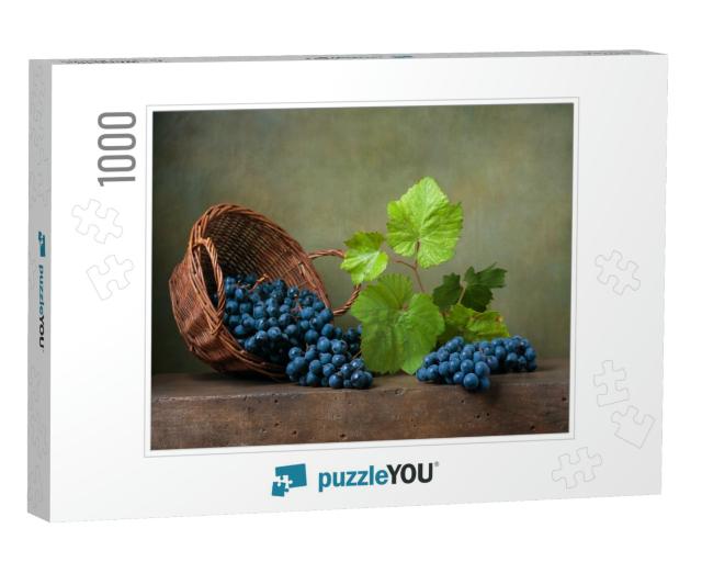 Still Life with Grapes on a Basket... Jigsaw Puzzle with 1000 pieces