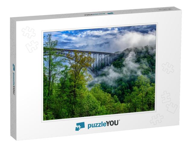 Captured in the Morning Light, the New River Gorge Bridge... Jigsaw Puzzle