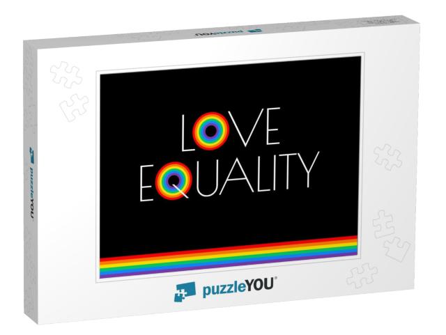 Pride Month Love & Equality Rainbow Flag Illustration... Jigsaw Puzzle