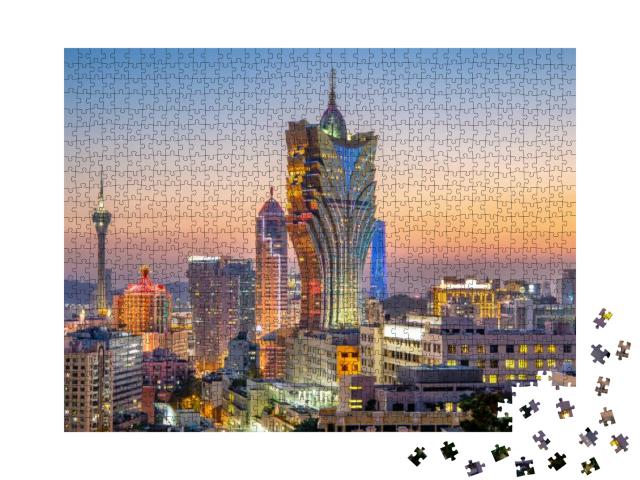 Macau, City Skyline At Night... Jigsaw Puzzle with 1000 pieces