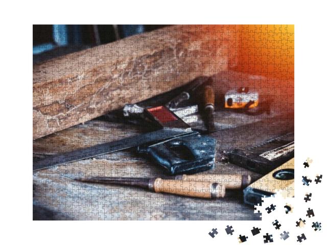 Carpenter Working on Woodworking Machines in Carpentry Sh... Jigsaw Puzzle with 1000 pieces